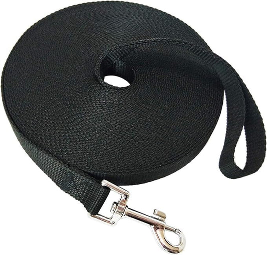 Nylon Training Dog Leash for Small Medium Large Dogs, 15ft 20ft 30ft 50ft 100ft Long Leash Dog/Puppy Lead for Obedience Recall Training, Camping - color: Black, size: 100ft