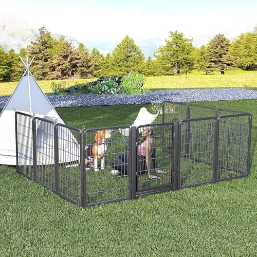 Low Threshold Dog Playpens Fence Indoor, 40 inch 20 Panels Heavy Duty Metal Outdoor Pet Playpen for Large/Medium/Small Dogs, Tall Dog Play Exercise Pens Outside - color: 20 Panels-40 Inch