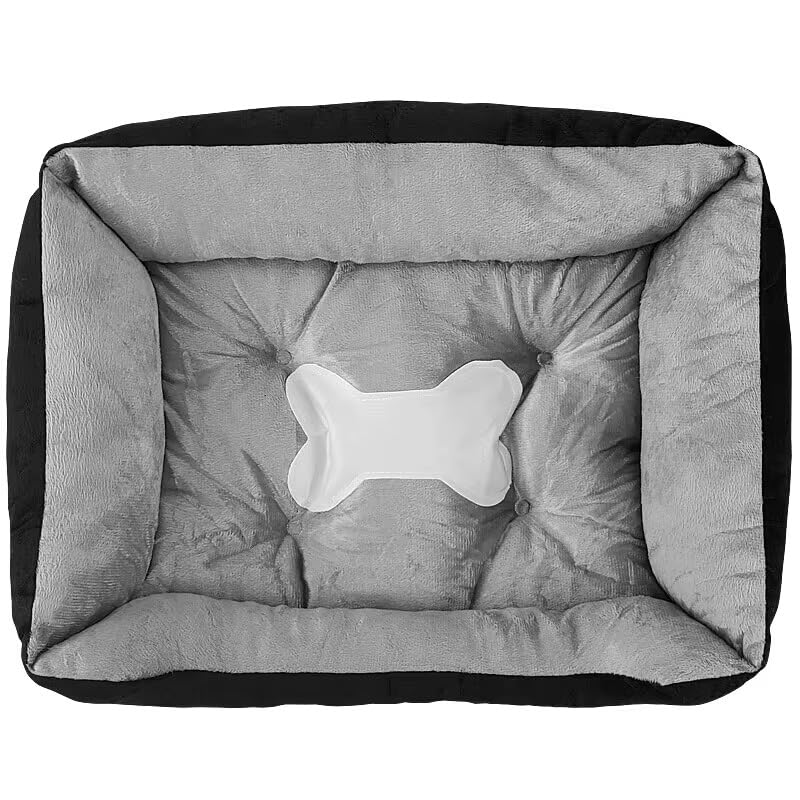Plush Pet Bed, Soft Cushioned Dog Sofa with Bolster Pillows Breed Dogs Cotton Fill Side Bolster Washable (Light Gray and White, Small) - color: light gray and white, size: Small