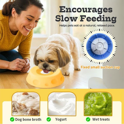 Slow Feeder Dog Lick Bowl with Rolling Ball,Anti-Slip Silicone Puzzle Feeder for Liquid Treats,Bone Broth,Yogurt,Wet Food,Anxiety Relief Enrichment Lick Toy for Large Medium Small Dogs & Cats (Black) - color: Black
