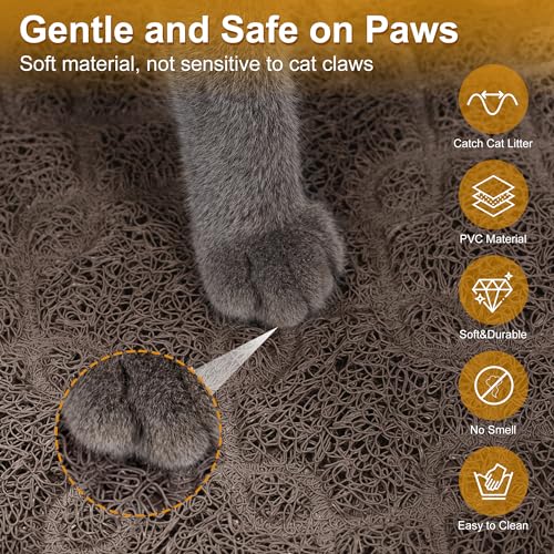 Cat Litter Box Mat, 35" x 24" Large Kitty Litter Trapping Mat Keep Floor Clean, Scatter Control, Waterproof, Easy to Clean, Durable Large Size Litter Mat