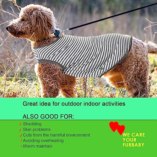 Dog Combed Cotton Tee Shirts, Soft Breathable Sun Protection Small Puppy T-Shirt for Boy Girl Dogs, 2 Pack Grey White Striped, XS - color: Deep Light Grey Striped, size: X-Small