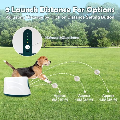 MEKAPLE Automatic Dog Ball Launcher, Upgraded Interactive Dogs Balls Thrower for Small and Medium Dogs, Distance Adjustable Mental Stimulating Dog Toys with 4 Durable Etpu Balls 2.2 Inch (Dark Green) - color: Dark Green