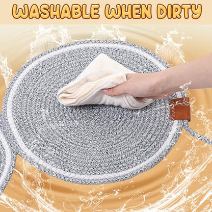 Shinylin 25.6 Inch Large Scratching Mat for Indoor Cats Natural Cotton Rope Flat Scratcher with Ear Hooks and Ball Toy Cat Scratch Rug Pad for Wall, Couch, Carpets, Sofas(Light Gray) - color: Light Gray