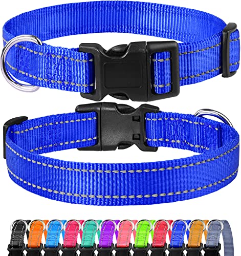 Reflective Dog Collar, Sturdy Nylon Collars for Puppy and Extra Small Girl and Boy Dogs, Adjustable Dog Collar with Quick Release Buckle,Royal Blue,5/8" Width - color: Royal Blue, size: X-Small Plus (Pack of 1)