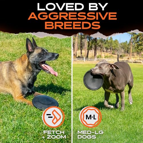 Monster K9 Aero Disc | for Toughest Chewers. Lifetime Guaranteed | VULCRON™ Natural Rubber | Made in USA | K-9 Tested | Durable Flying Dog Toy for Aggressive Chewers | Tug & Fetch | Med/Large, 8.5"
