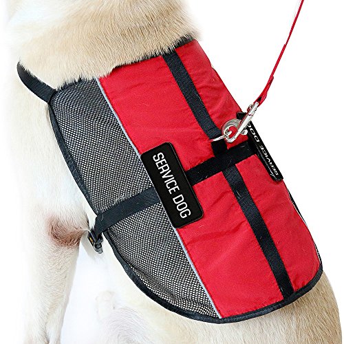 PLUTUS PET Service Dog Vest with 2 Removable Patches, Light Weight and Breathable Mesh Service Animal Harness,Perfect for Summer and Hot Days,Red,XS,Girth 14-18" - size: XS( 14-18" Girth)