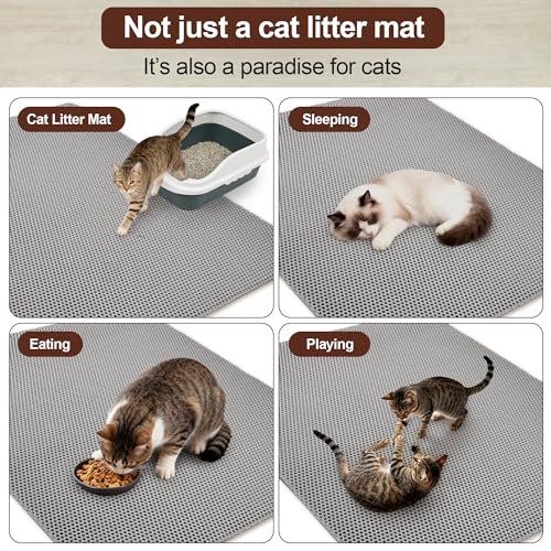Jumbo Cat Litter Mat (47" x 39"), Double layer, Waterproof, Non-Slip, Odor-Free, Easy to clean, Gray - color: Gray, size: 47" x 39"