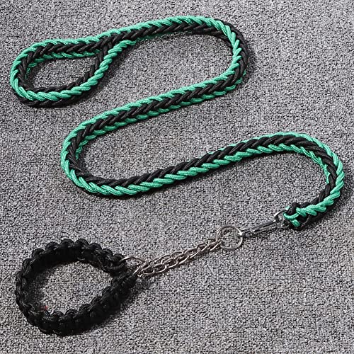 Love Dream Dog Collar and Leash Set, Heavy Duty Nylon Braided Rope Strong 4 FT Dog Leash and Martingale Training Collar for Small Medium Large Dogs Training and Walking (Green & Black) - color: Green & Black, size: Medium (Thick 1.5cm)