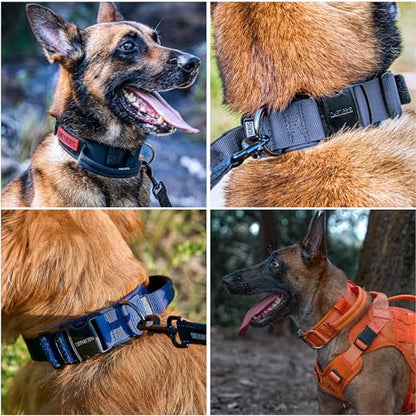 OneTigris Tough Dog Collars, Tactical Dog Collar with Handle, Milltary Adjustable Dog Collar with Heavy Duty Metal Buckle for Training (Large(Pack of 1), Black) - color: Black, size: L