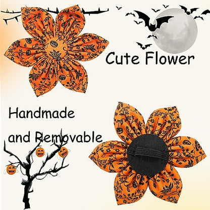 Dog Collar, Halloween Pet Collar with Flower Pumpkin Pet Collar Flower Puppy Collars Cute Adjustable Collars for X-Small Puppy - color: Flower Pumpkin, size: X-Small (Pack of 1)