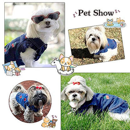 SILD Pet Clothes Dog Jeans Jacket Cool Blue Denim Coat Small Medium Dogs Lapel Vests Classic Puppy Hoodies (L, Cherry) - size: L