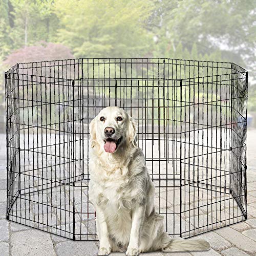 Dkeli Pet Playpen, 8 Panel Metal Portable Foldable Indoor Outdoor Cat Puppy Exercise Pen Folding Animal Wire Yard Dog Fence Crate Kennel for Small Medium Large Dog - size: 36"x8 Panels