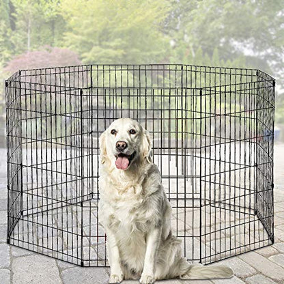 Dkeli Pet Playpen, 8 Panel Metal Portable Foldable Indoor Outdoor Cat Puppy Exercise Pen Folding Animal Wire Yard Dog Fence Crate Kennel for Small Medium Large Dog - size: 36"x8 Panels