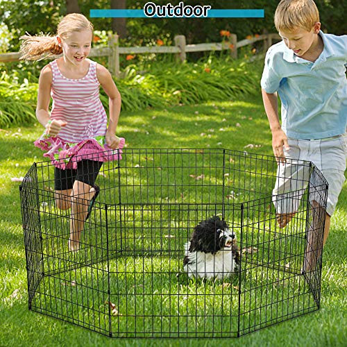 Puppy Playpen Dog Fence Pet Playpen 8 Panel Metal Portable Foldable Indoor Outdoor Pet Exercise Pen Animal Wire Yard Crate Kennel Pets Playpen for Small Medium Large Dogs - size: 30"x8 Panels