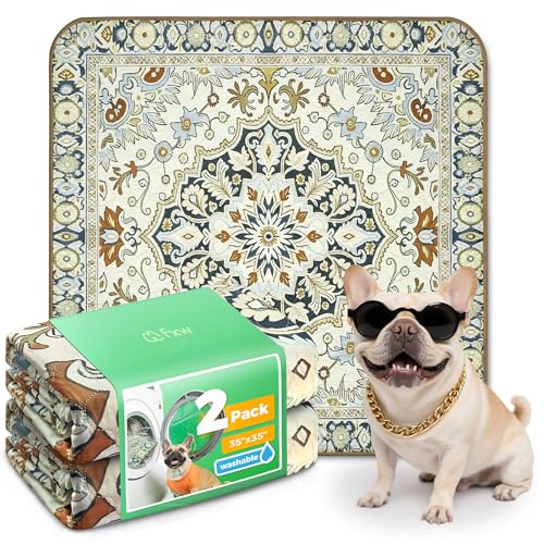 FXW Washable Pee Pads for Dogs, Puppy Pads with Super Absorbent, Specifically Designed for Potty Training, 35" Square, Boho Beige, 2 Packs - color: Boho Beige, size: 35" Square (2 Packs)