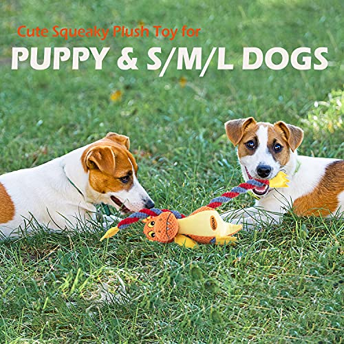 GOOLA Dog Squeaky Toys, Cute Dragon Interactive Plush Stuffed Toy with 5 Squeakers and Crinkle Paper,Pet Rope Chew Toy for Puppy Small Medium Large Breed Dogs - color: Multicolor