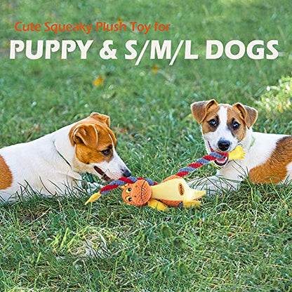 GOOLA Dog Squeaky Toys, Cute Dragon Interactive Plush Stuffed Toy with 5 Squeakers and Crinkle Paper,Pet Rope Chew Toy for Puppy Small Medium Large Breed Dogs - color: Multicolor
