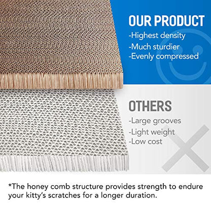 Simple Delxue Horizontal Cat Scratcher Pad, 23.6" Large Cat Scratcher Cardboard Lounge Bed, 100% Recyclable & Reversible Durable Cat Scratching Board - color: Bone Wood