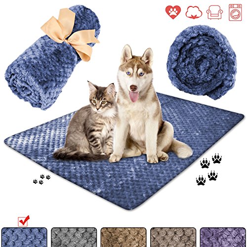 Dog Blanket,Soft Fuzzy Blankets for Puppy, Small,Medium,Large,X-Large Premium Fluffy Blankets Plush Fleece Throw Dog Bed, Couch, Sofa, Reversible Travel Warm Covers - color: Blue, size: L（40x47 inches）