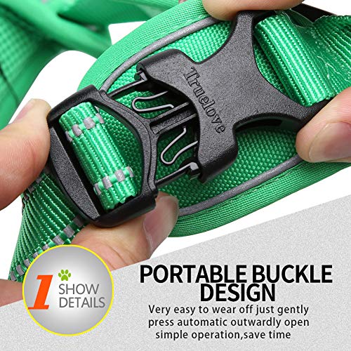 JUXZH Truelove No Pull Dog Harness with Easy Control Handle and 2 Leash Attachments,Reflective Adjustable Pet Vest - color: Grass Green, size: Small (Pack of 1)