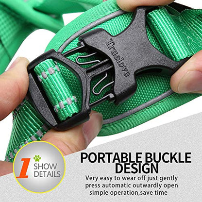 JUXZH Truelove No Pull Dog Harness with Easy Control Handle and 2 Leash Attachments,Reflective Adjustable Pet Vest - color: Grass Green, size: X-small (Pack of 1)