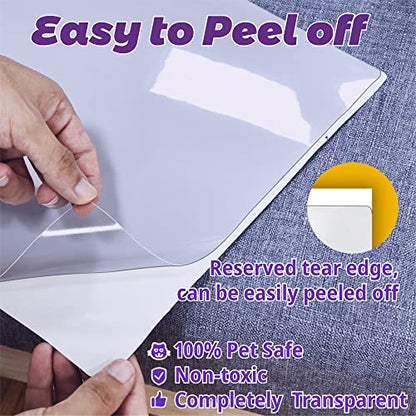 Anti-Cat Scratch Furniture Protector-12-Pack –Single-Sided, Heavy-Duty Self-Adhesive Tape, No-Residue for Couch, Doors & Walls - with 52 Twist Pins - size: 12p + 52 Pins
