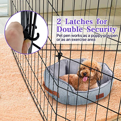Dog Playpen for Small Medium Large Dogs, 24"/ 30"/ 36"/ 42"/ 48" Indoor Outdoor Metal Wire Pet Exercise Pen, Portable Foldable Yard Puppy Dog Fence for Camping, Black