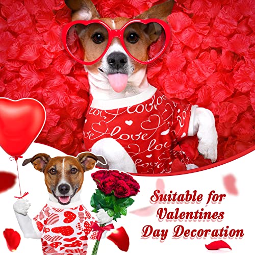 6 Pack Valentines Dog Pajamas Bulk Red Pink Heart Pattern Dog Valentines Holiday Outfit Clothes Jumpsuit Costumes for Boys Girls Puppy Cat Party Cosplay(Medium) - size: M