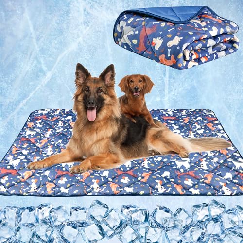 wegreeco Pet Dog Cooling Mat for Cats,Lightweight Bed Outdoor Cooling Blanket for Dogs and Cats,Small Medium Large Puppy Cool Pad for Dogs,Cute L - color: Dog, size: Large