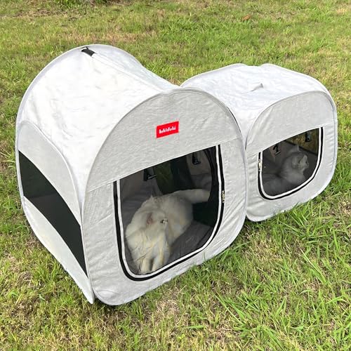 Portable Cat Playpen, Pop-up 2-in-1 Crate Playpen with Litter Box Area for Travel Indoor Outdoor, Foldable Pet Playpen Enclosed for Kitten Puppy Rabbit Hamster Small Animals