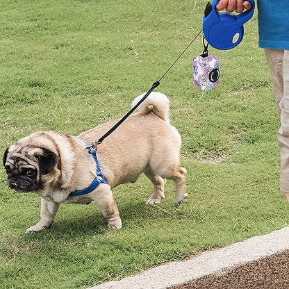 Dog Poop Bag Holder Leash Attachment, Waste Bag Dispenser Zippered Pouch, Fits Any Leash, Includes Free Roll of Bags, 2 Pack, Colorful Daisy - color: Colorful Daisy
