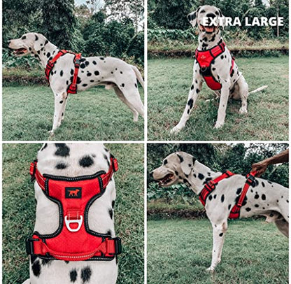 Tuff Pupper No Pull Easy Walk Dog Harness | Heavy Duty Pet Vest | Front & Back Leash Clips | Strong Safety Handle | Reflective Anti Pull Vest | Comfortable Padded Escape Proof Harness (X-Large, Red) - color: March Red, size: X-Large (Neck: 20-30" , Chest: