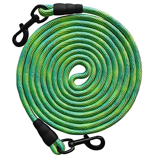 8ft/12ft/20ft/30ft/50ft/75ft Dog Tie-Out Long Tether Rope Leash, Outdoor Dog Lead for Yard- Large Medium Dogs Outside Training, Playing, Camping, Backyard (20 Foot, Green) - color: Green, size: 20 Foot