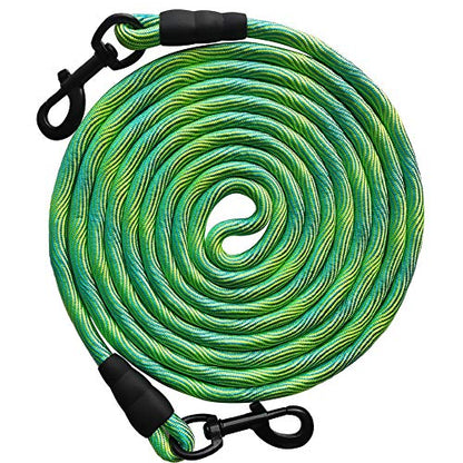 8ft 12ft 20ft 30ft 50ft 75ft Dog Tie-Out Long Tether Rope Leash, Outdoor Yard Leash- Large Medium Small Dogs Training, Playing, Camping, Backyard (Green, 12 Foot) - color: Green, size: 12 Foot