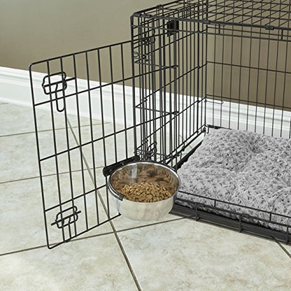 MidWest Homes for Pets Snap'y Fit Stainless Steel Food or Water Bowl, Holds 10 Ounces, Mounts to Wire Crates, No-Tip Design, Rust-Resistant, for Small Dogs and Cats - size: 10 Ounces
