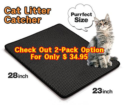 Double-Layer Honeycomb Cat Litter Mat -XL Size (28" x 23"), Litter-Trapping