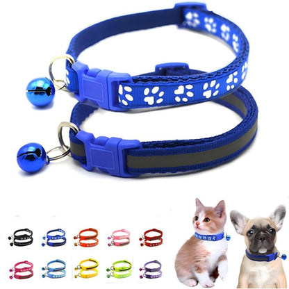 Cat Collar with Bell, 2-Pack Basic & Reflective Cat Collar with Bells for XXS Xs Small Pet Dogs Boy Tiny Kitten Girls Animal,Neck 7-12 Inch (Dark Blue, Neck 7-12") - color: Dark Blue