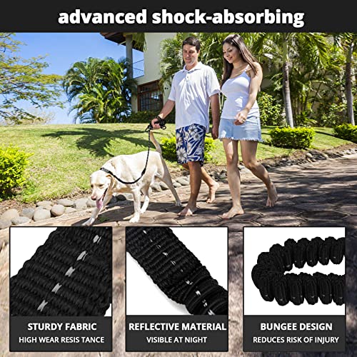 Rope Dog Leash 5 FT: Heavy Duty Leashes with Swivel Lockable Hook Reflective Threads Bungee and Padded Handle - Dog Lead for Large Small Medium Dogs Outside Walking Hiking Black - color: Black, size: 5ft*1/2''