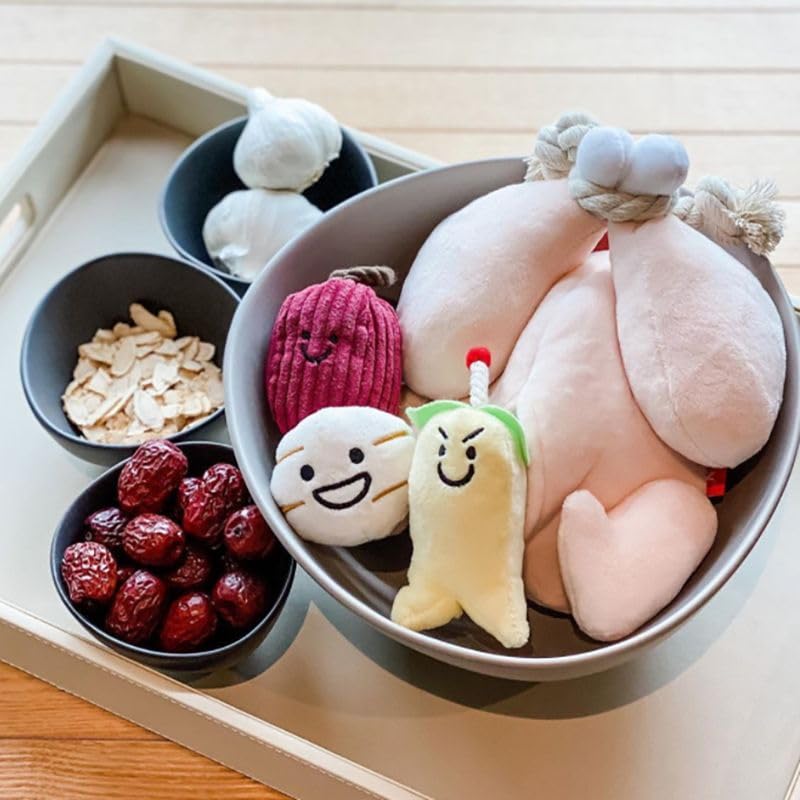 Interactive Plush Roast Chicken Snuffle Toy for Dogs - Hide & Seek Game with Detachable Drumsticks, Squeaky Ginger/Garlic/Date Toys, Mental Stimulation Puzzle for Smart Pets Smart Dog