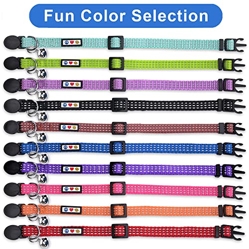 Pawtitas Reflective Red Cat Collar with Safety Buckle and Removable Bell for Kitten and Cats - color: Reflective Red