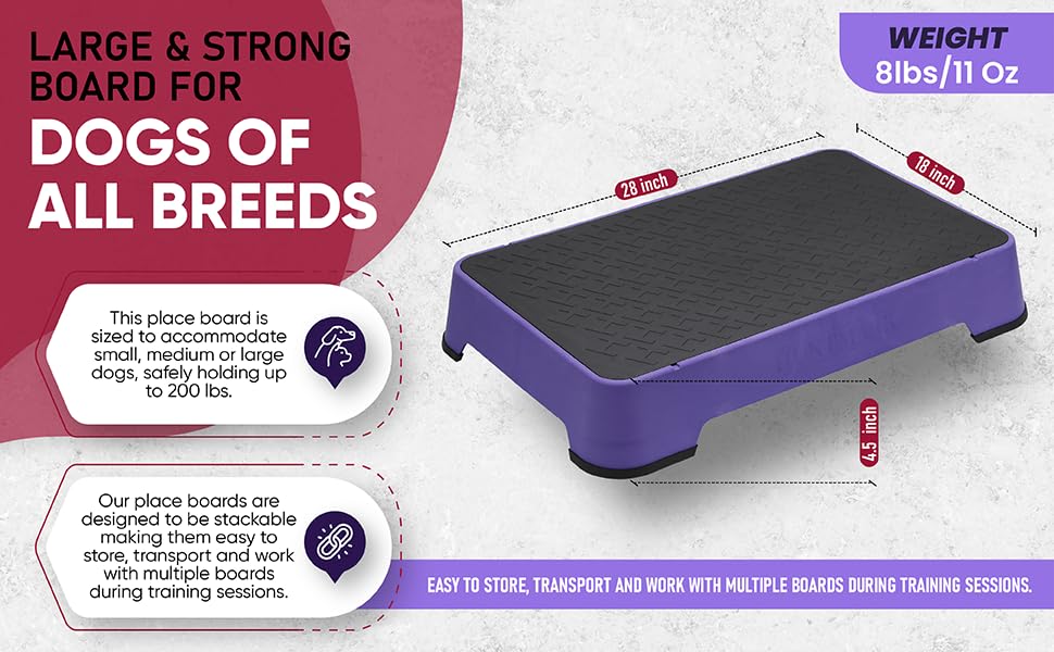 HUNTMARK Dog Training Place Board - Durable Hunting Dog Training Platform - Non-Skid Surface and Nonslip Feet - Stackable, Portable Agility Platform - Modern Puppy Trainer Equipment (Purple) - color: Purple