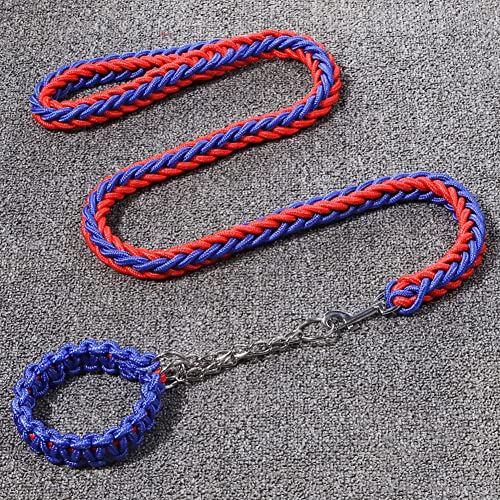 Love Dream Dog Collar and Leash Set, Heavy Duty Nylon Braided Rope Strong 4 FT Dog Leash and Martingale Training Collar for Small Medium Large Dogs Training and Walking (Blue & Red) - color: Blue & Red, size: Medium (Thick 1.5cm)