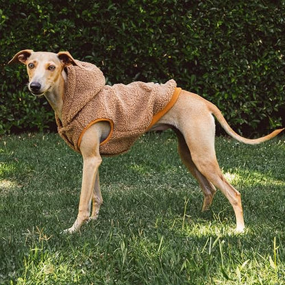 Tuff Pupper Fleece Dog Hoodie Sweater | Teddy Sherpa Outer & Soft Polar Fleece Lining | Adjustable Fit Winter Coat with Hood, Leash Hole, Ribbed Cuffs | for Small Medium Large XL XXL Dogs (Brown, XS) - color: Brown, size: 10-15 lbs (X-Small)