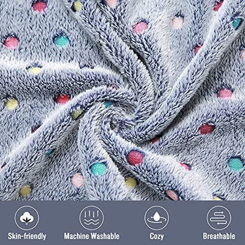 1 Pack 3 Blankets Super Soft Cute Dot Pattern Pet Blanket Flannel Throw for Dog Puppy Cat Blue/Purple/Grey Medium - color: Blue/Purple/Grey, size: 30x20 inch (Pack of 3)