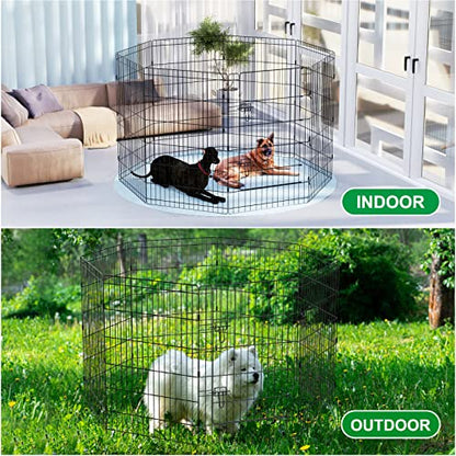 Pet Playpen Dog Pen Foldable Dog Exercise Fence 8 Panels 36 Inch Kennels Pet Playpen Options Ideal for Pet Medium Animals Outdoor Indoor - style: 24'' x 36'' x 8PCS