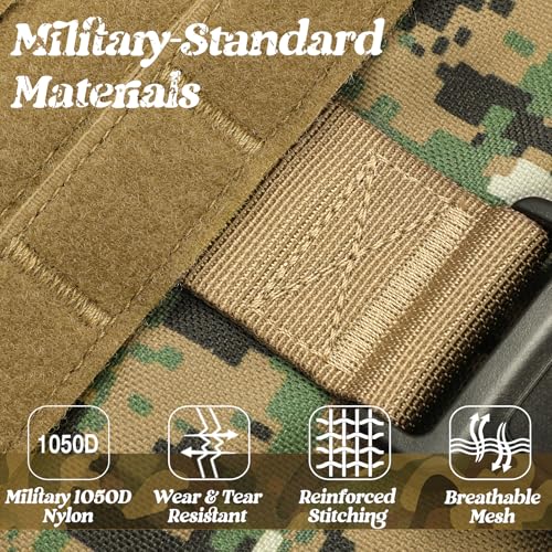 rabbitgoo Tactical Dog Harness Medium Sized, Heavy Duty Pet Harness with Handle, No-Pull Service Vest Medium Breed, Adjustable Military Dog Vest for Training Hunting Walking, Brown Camo, M - color: Brown Camo, size: Medium