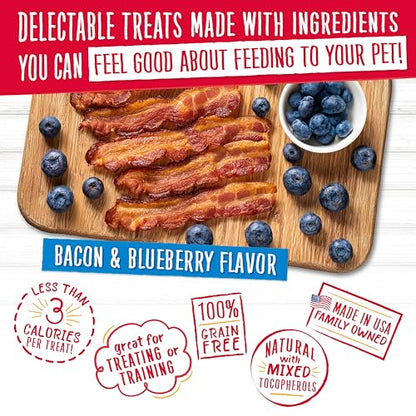Charlee Bear Crunch Grain Free Dog Treats, Bacon and Blueberry, 8 Ounce Resealable Bag, Low Calorie Training Treats for Dogs, Limited Ingredient, Healthy, Crunchy Dog Snacks, Made in USA - size: 8 Ounce (Pack of 1)