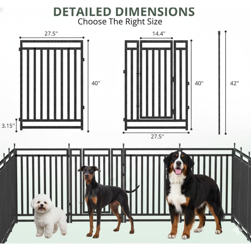 Dog Playpen Dog Fence Outdoor for Yard 40" H with 40 Panels Sturdy Portable Puppy Playpen for Indoor Outdoor RV Camping Use - Black Silver - style: 40 Panels