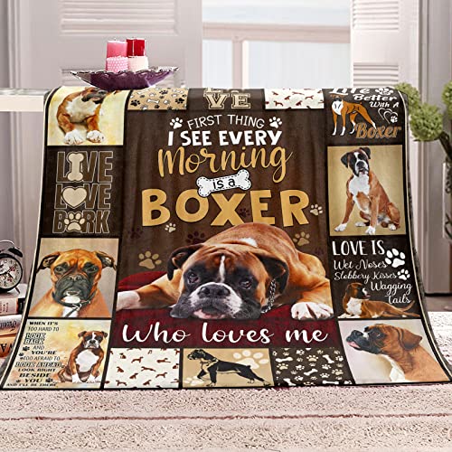 Tupmnbry Boxer Dog Blanket Cute Puppy Throw Blanket Super Soft Flannel Throw Blanket Lightweight Fluffy Plush Fuzzy Bed Blanket for Cute Pet 60"X80" - color: Boxer, size: 60"X80"